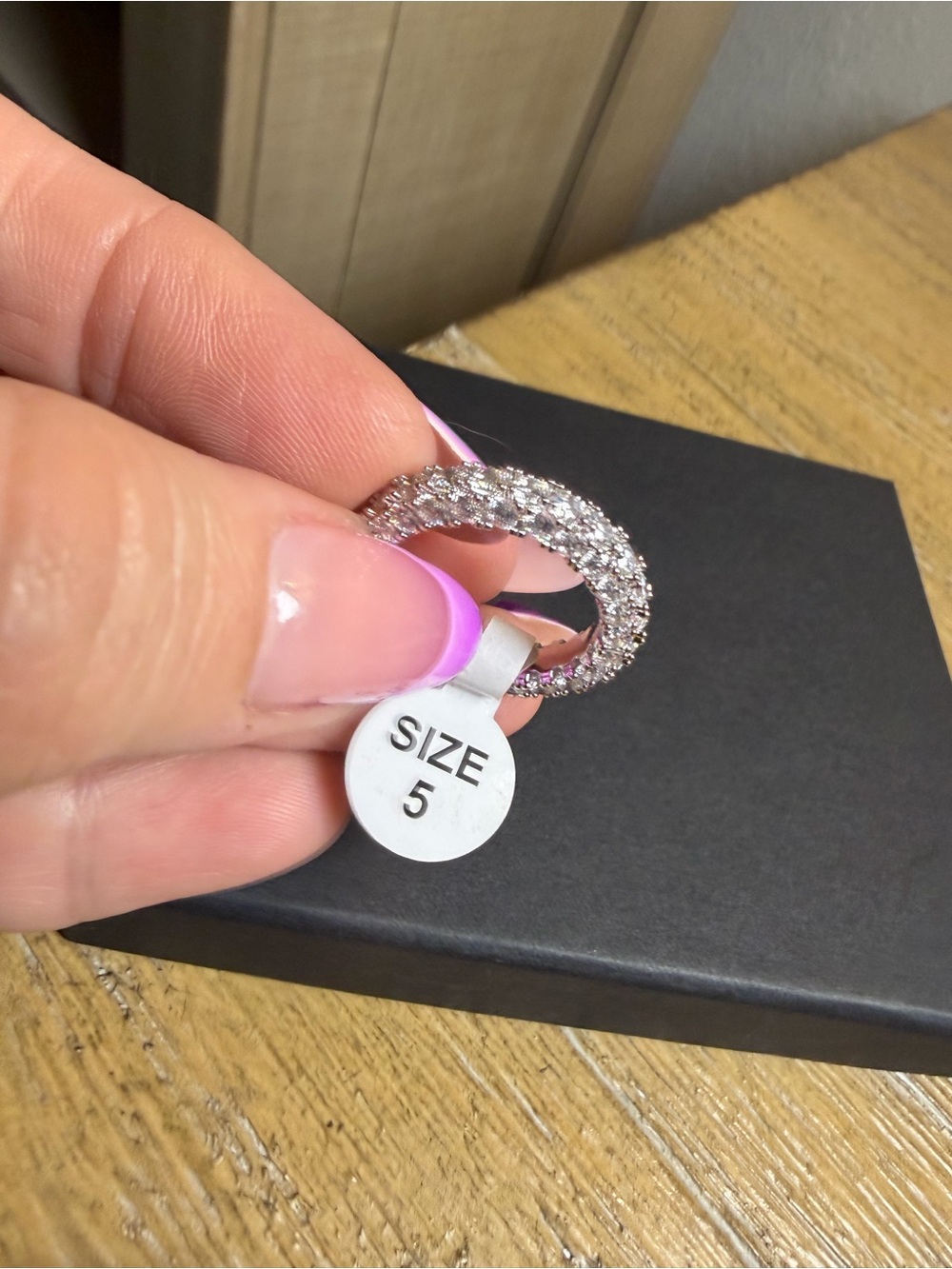 Eternity Band Ring Size 5 | White Gold filled Pave AAA CZ - Picture 4 of 10